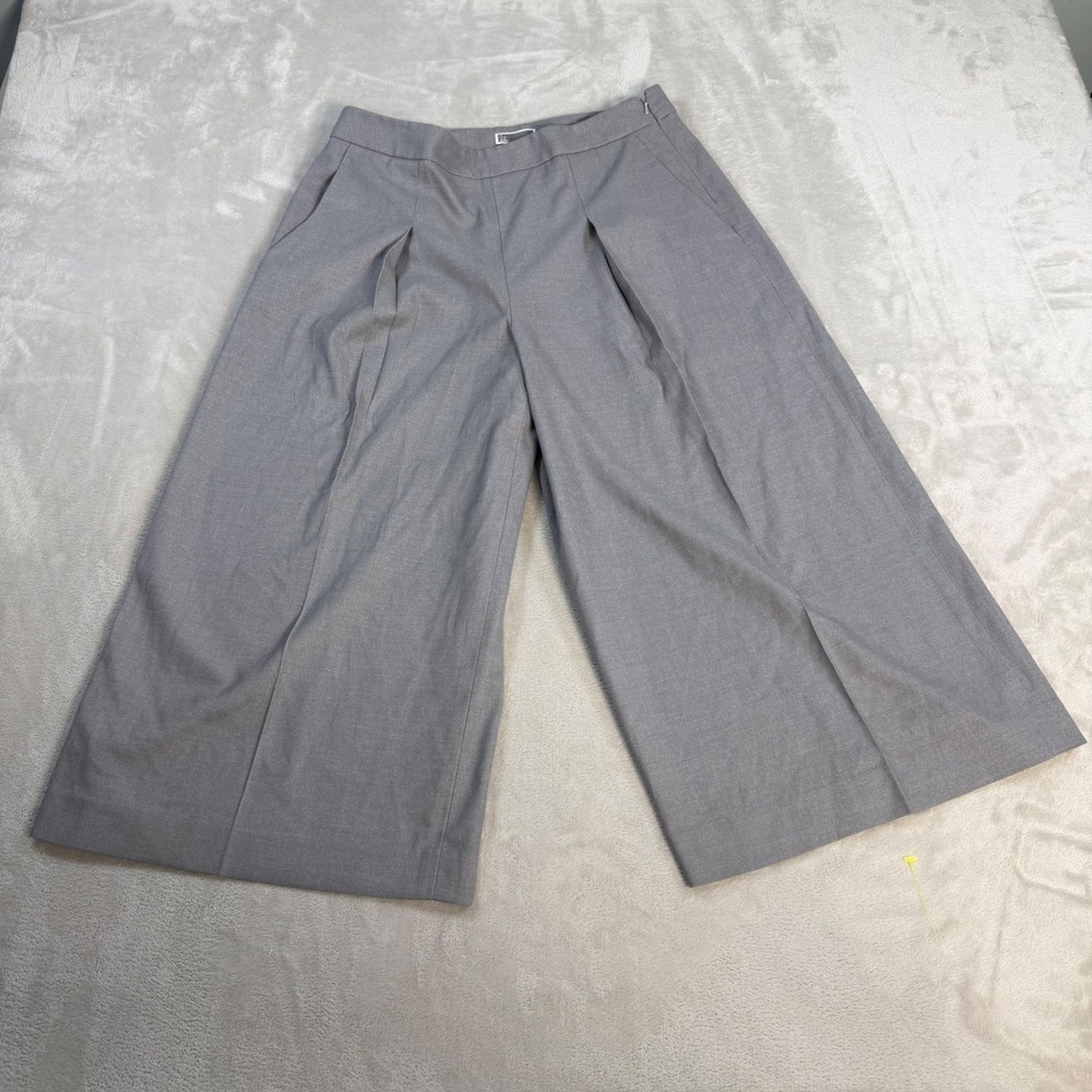 Chelsea28 Pleated Wide Leg Culotte Pants Womens 12 Gray Rayon Blend Trousers